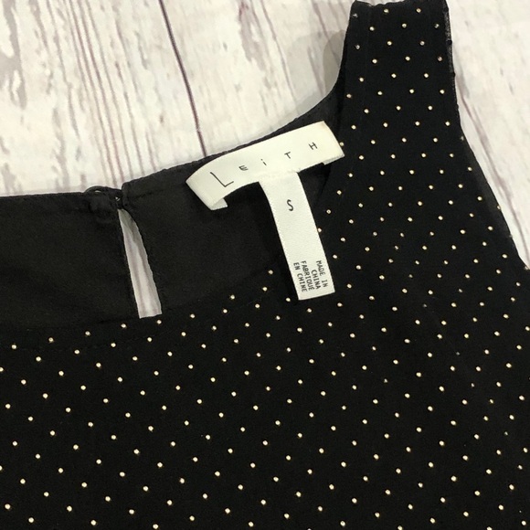 Leith Shift Mini Polka Dot Dress Black Gold Small - Picture 3 of 6
